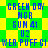 Pixelated green and yellow background with blue text repeating 'GREEN DAY', 'MGR', 'SUM 41', 'U2', 'WEA PUFF GI' in a pattern