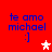 Red background with blue text 'te amo michael' and ':]' below, two white stars in lower-right quadrant.