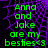 Green pixelated text on a purple and black cracked background reads "Anna and Jake are my besties<3" with a gray rectangular area on the right.