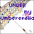 Pixelated image of a colorful umbrella with text and symbols changing across frames.