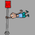 Pixelated character in blue shirt and teal shorts lies on gray pole with red rectangular top, transitioning from side to front-facing pose.