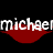 Pixelated red lips with white text 'michael' on black background, showing animation of text and lip shape changes across frames.