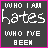 25 identical square with dark gray backgrounds, each containing text in white and pink pixelated fonts