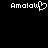 Pixelated white text 'Amalaw' on black background with heart symbol replacing 'w' in left instance.