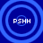 Four identical blue circular icons with concentric rings and white text "PSHH" centered on a dark blue background.