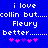Blue background with white pixelated text reading 'i love collin but......Fleury better.......' and pink/purple star symbols below.