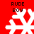 Red background with four white snowflake icons arranged in a , each labeled "RUDE BOY" in black pixelated text above