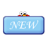 Two side-by-side blue rectangular buttons with rounded corners display the word 'NEW' in stylized text, each topped by a partial view of Elmo's head.
