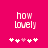 Pixelated text 'how lovely' in white on bright pink background with five heart symbols below, two versions showing slight animation differences.