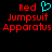 Red pixelated text 'Red Jumpsuit Apparatus' with a cyan heart symbol above 'Red' on a black background.