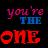 Pixelated text reads 'you're the one' with blue and red lettering on a dark background.
