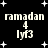 Black background with white pixelated text and stars; four identical text blocks arranged in a , each containing "ramadan 4 lyf3" with varying text clarity and star positions