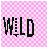 A contact sheet of six 48x48 pixel AIM buddy icons showing the word "WILD" in black block letters with a dotted vertical line through the 'I', each on different colored checkered backgrounds including pink, green, blue, purple, yellow, and gray.