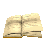 A pixelated open book animation showing sequential page-turning from left to right