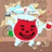 A red smiling face with white limbs and a blue top, surrounded by a colorful explosion on a brown background, next to pixelated text reading 'ohhh yeahhh!' on black.