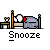 Animated contact sheet of a pixel art sheep sleeping in bed with changing animation effects across 17 frames, each labeled "Snooze" below the icon.