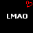 Red pixelated heart symbol above two white 'LMAO' text blocks on black background.