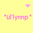 Yellow background with pink pixelated text "uillynn" in quotation marks, four pink pixelated symbols, and a central pink pixelated starburst pattern.