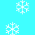 White pixelated snowflakes of varying sizes fall against a solid cyan background with no visible motion or text.