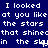 Static blue background with white pixelated text repeating 'I looked at you like the stars that shine in the sky' in three horizontal