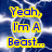 Blue soccer ball with white lines inside a glowing hexagonal , overlaid with yellow-outlined blue text reading "Yeah, I'm A Beast..." and "Soccer Beast"