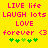 Yellow background with pink pixelated text reading LIVE life, LAUGH lots, LOVE, forever <3 and green pixelated clovers arranged in two mirrored
