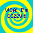 Four identical spiral-patterned with yellow and cyan colors display the text "WOA! I'm DIZZY!!!" in purple pixelated font