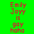 Red pixelated text reads "Emily Joyy is gay haha" on four distinct colored backgrounds in a