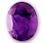 A pixelated oval-shaped icon with a gradient of purple hues, featuring darker central areas and lighter edges against a white background.