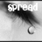 A grayscale animated icon shows a stylized figure with flowing hair and a teardrop, displaying text that changes from 'spread' to 'the' then to 'tears ♡'.