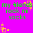 Bright magenta background with green text reading 'my friends rock mi socks' and yellow pixelated square animations in four corners.
