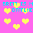 Pixelated image with bright pink background, yellow heart shapes scattered throughout, and cyan text repeating 'BRITT IS M' and 'BFFFLNE'.