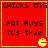 Red square with yellow border containing black text and a yellow Pac-Man icon, repeated in four identical