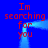 Blue background with red text "Im searching for you" repeated in four corners, connected by light blue pixelated lines forming a square frame.