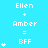 Pixelated blue background displays three of text showing 'Ellen + Amber = BFF' with increasing star counts from one to four stars per