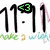 Animated digital icon showing time display with changing colored heart symbols and text elements below.