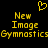 Yellow pixelated text and a heart symbol on a black background, with repeated 'New Image' and 'Gymnastics' text elements.