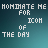 Animated sequence showing text evolution from 'NOMINATE ME FOR ICON OF THE DAY' to 'GAYEST ICON OF THE DAY', with red crossed-out text and partial word additions.