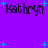 Purple background with four instances of the name 'Kathryn' in pixelated black text, scattered blue star shapes, and small blue dots.