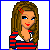 Pixel art contact sheet showing a female character in punk rock attire across six frames with text "PUNK ROCK" and hearts.