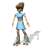 Animated sequence of a cartoon character in light blue dress and brown boots performing walking motion against white background.