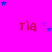 A bright pink background with repeated red text 'Tia' and scattered blue and purple stars in various positions.