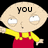 Pixelated cartoon character with bald head, yellow shirt, red overalls; text "you" above left , "will" above right , "obey me" below bottom-left
