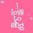 Pink background with white text "i love to sing" repeated in a , surrounded by small pink stars