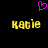 Pixelated yellow text 'Katie' appears twice on black background with a pink heart symbol above.