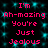 Pixelated text in bright pink reads "I'm Ah-mazing You're Just Jealous" on a black background with cyan square patterns.