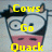 Pixelated cartoon cow with black-and-white patches, pink nose, and yellow text reading "Cows Go Quack" overlaid on its face.