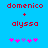 Pixelated red text 'domenico' and 'alyssa' with a plus sign on blue background, followed by pink and purple asterisks.