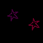 A contact sheet of four animated frames showing star outlines in various pink and purple hues against a black background.
