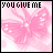 25 identical pink butterfly icons with text overlays, each displaying "YOU GIVE ME" at the top and "BUTTERFLIES" at the bottom on a light pink background